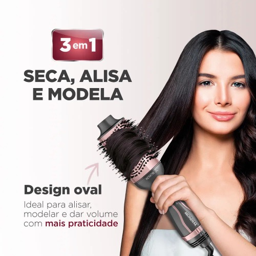 Escova secadora 1200W 3 em 1 Grey Rose Keratin - ES-11-BI 110V/220V Escova secadora 1200W 3 em 1 Grey Rose Keratin - ES-11-BI 110V/220V