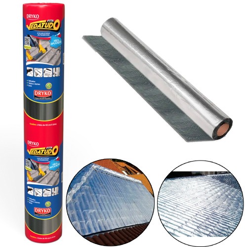 Fita manta asfltica auto adesiva aluminizada multiuso 90 cm x 10 m - Vedatudo