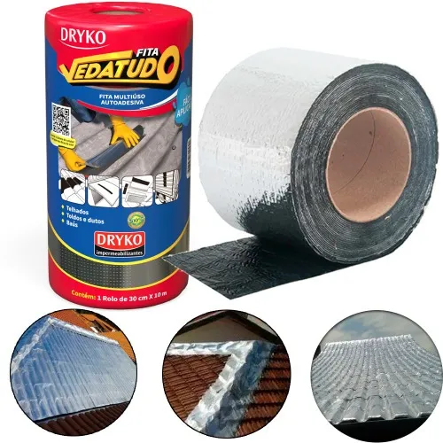 Kit 2 Fitas asfáltica auto adesiva aluminizada multiuso 30 cm x 10 m - Vedatudo