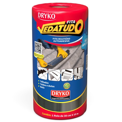 Fita manta asfáltica auto adesiva aluminizada multiuso 30 cm x 10 m - Vedatudo Fita manta asfáltica auto adesiva aluminizada multiuso 30 cm x 10 m - Vedatudo