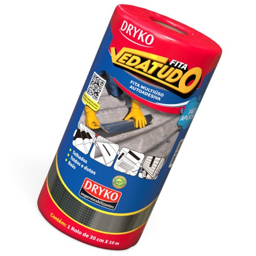 Fita manta asfáltica auto adesiva aluminizada multiuso 30 cm x 10 m - Vedatudo Fita manta asfáltica auto adesiva aluminizada multiuso 30 cm x 10 m - Vedatudo