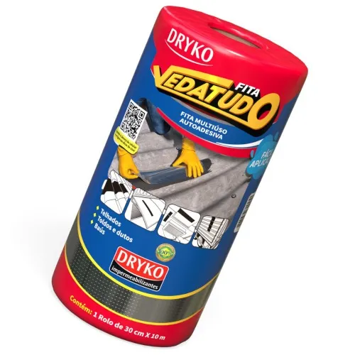 Kit 2 Fitas asfáltica auto adesiva aluminizada multiuso 30 cm x 10 m - Vedatudo