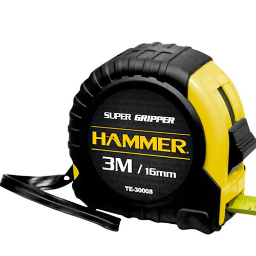 Trena emborrachada com fita de aço 16 mm x 3 m com trava Trena emborrachada com fita de aço 16 mm x 3 m com trava
