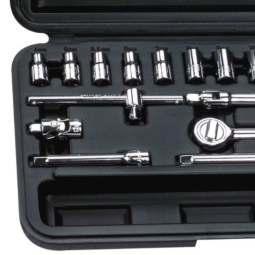 Jogo de soquete estriado encaixe de 1/4