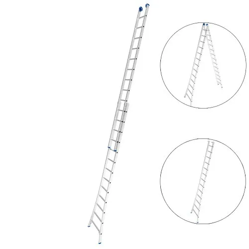 Escada de alumínio extensível 3,86 x 6,45 m 2 x 13 degraus 3 em 1