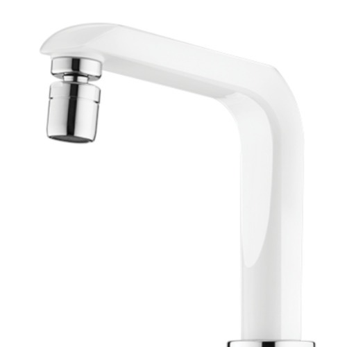 Torneira eletrônica de parede 5500 watts Branco cromado - Essence  220V Torneira eletrônica de parede 5500 watts Branco cromado - Essence  220V