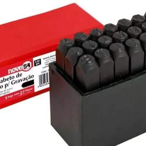 Jogo de alfabeto 5 mm para gravação com 27 peças