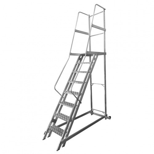 Escada plataforma de alumnio 2.0 m c/ 7 degraus + patamar 
