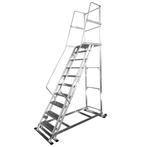 Escada plataforma de alumínio 2.50 m c/ 9 degraus + patamar 