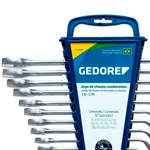 Jogo de chave combinada 6 a 22 mm aço cromo vanádio com 17 peças - 1B-17M Jogo de chave combinada 6 a 22 mm aço cromo vanádio com 17 peças - 1B-17M