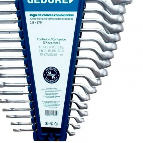 Jogo de chave combinada 6 a 22 mm aço cromo vanádio com 17 peças - 1B-17M Jogo de chave combinada 6 a 22 mm aço cromo vanádio com 17 peças - 1B-17M