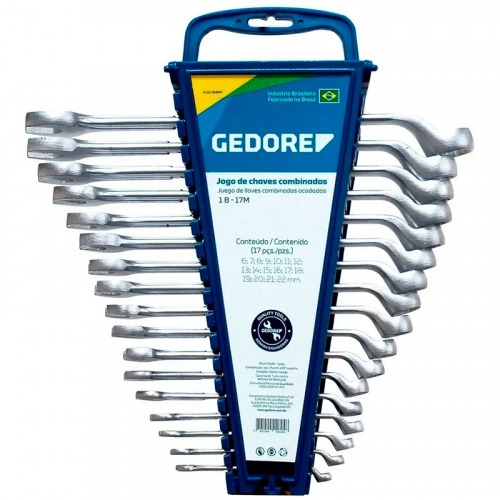 Jogo de chave combinada 6 a 22 mm aço cromo vanádio com 17 peças - 1B-17M Jogo de chave combinada 6 a 22 mm aço cromo vanádio com 17 peças - 1B-17M