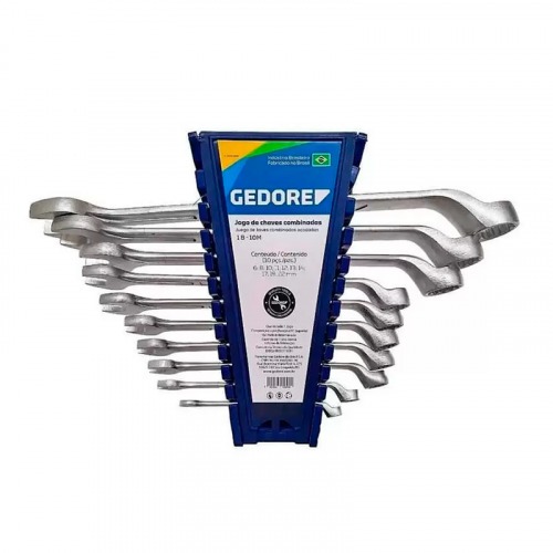 Jogo de chave combinada 6 a 22 mm a�o cromo van�dio com 10 pe�as -  1 B