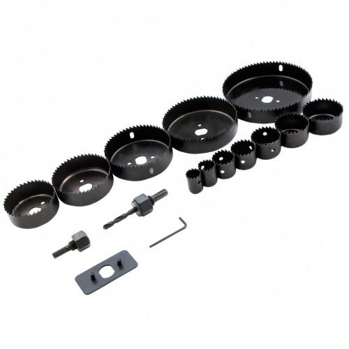 Jogo de serra copo para madeira 19 a 127 mm com 16 peças - 704729 Jogo de serra copo para madeira 19 a 127 mm com 16 peças - 704729