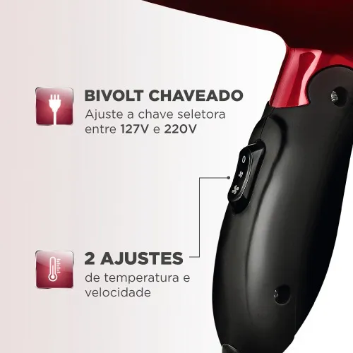 Secador de cabelo 1200 watts dobrável Max Travel - SC-10  110V/220V