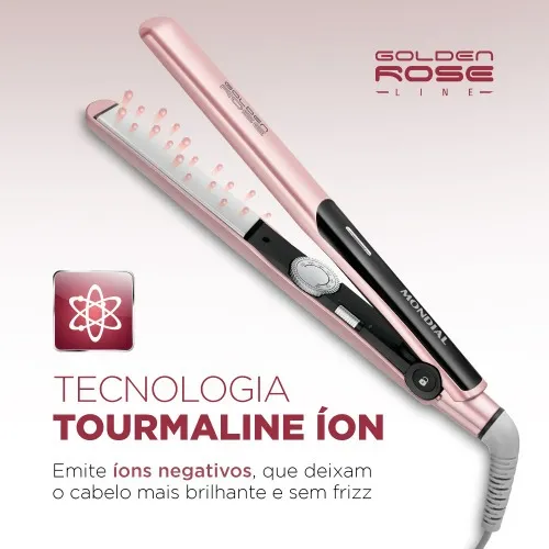 Prancha Chapinha Alisadora cabo giratório Golden Rose - P-20