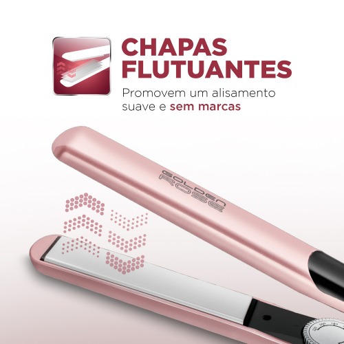Prancha Chapinha Alisadora cabo giratório Golden Rose - P-20 Prancha Chapinha Alisadora cabo giratório Golden Rose - P-20