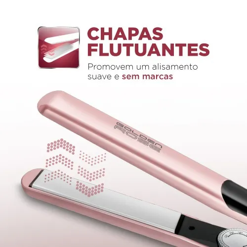 Prancha Chapinha Alisadora cabo giratório Golden Rose - P-20