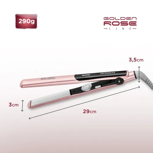 Prancha Chapinha Alisadora cabo giratório Golden Rose - P-20