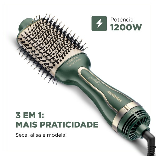 Escova secadora 4 elementos 1200W By Juliette verde oliva - ES-JU-02  110V/220V Escova secadora 4 elementos 1200W By Juliette verde oliva - ES-JU-02  110V/220V