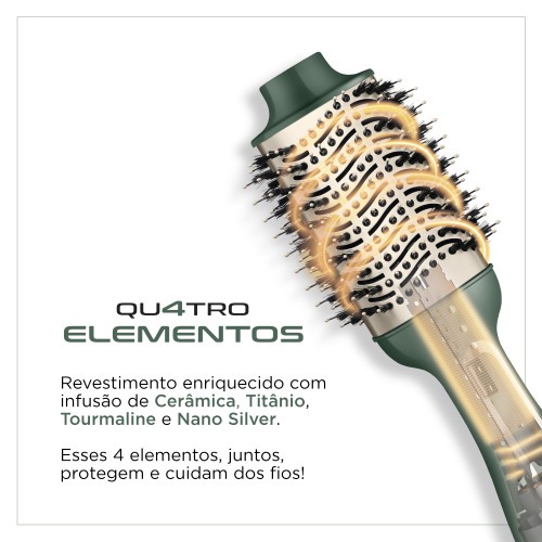 Escova secadora 4 elementos 1200W By Juliette verde oliva - ES-JU-02  110V/220V Escova secadora 4 elementos 1200W By Juliette verde oliva - ES-JU-02  110V/220V