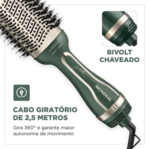 Escova secadora 4 elementos 1200W By Juliette verde oliva - ES-JU-02  110V/220V Escova secadora 4 elementos 1200W By Juliette verde oliva - ES-JU-02  110V/220V