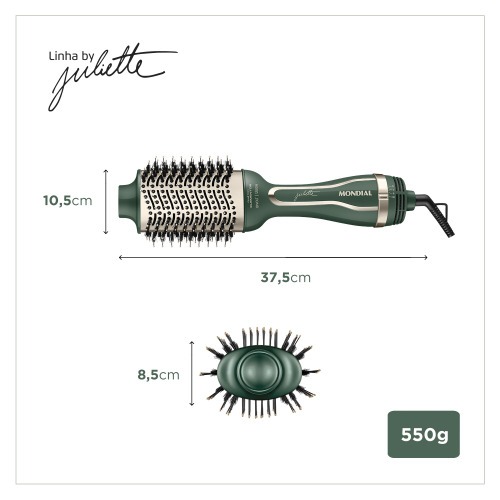 Escova secadora 4 elementos 1200W By Juliette verde oliva - ES-JU-02  110V/220V Escova secadora 4 elementos 1200W By Juliette verde oliva - ES-JU-02  110V/220V