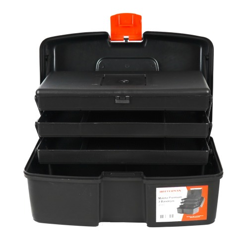 Maleta pl�stica para ferramentas 365 x 230 x 197 mm com 3 bandejas articuladas Premium
