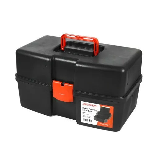 Maleta plástica para ferramentas 365 x 230 x 197 mm com 3 bandejas