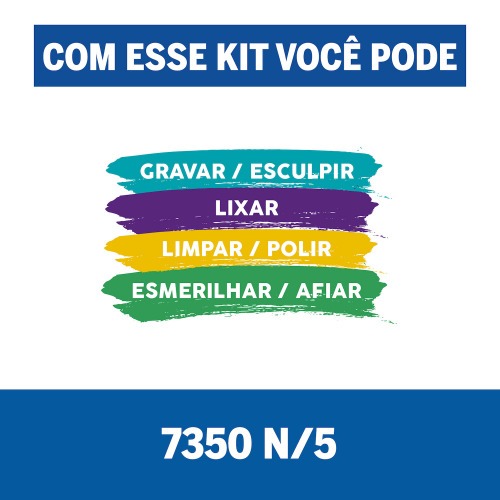 Micro retífica a bateria 4 volts com 5 acessórios - 7350 Micro retífica a bateria 4 volts com 5 acessórios - 7350