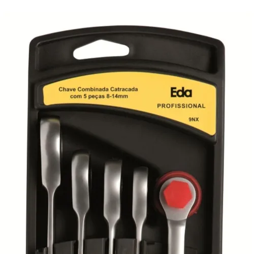 Jogo de chave combinada com catraca 8 a 14 mm 5 peças - 9NX