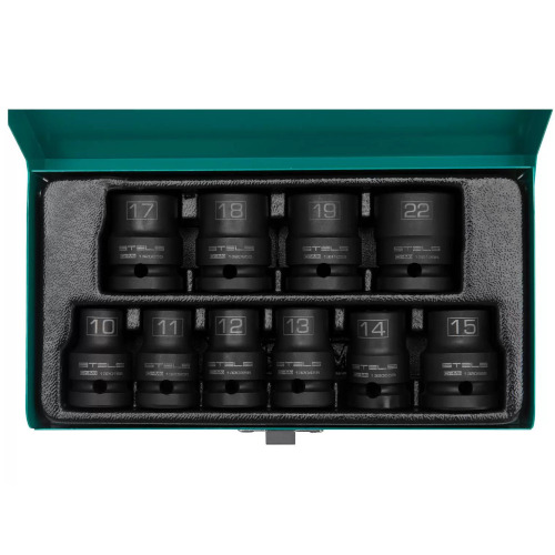 Jogo de soquete de impacto sextavado 10 a 22 mm 1/2 Jogo de soquete de impacto sextavado 10 a 22 mm 1/2