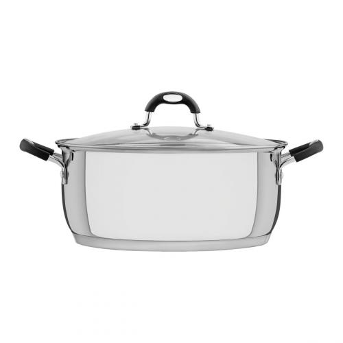 Caarola rasa solar silicone em ao inox tampa de vidro 30 cm 8,9 l