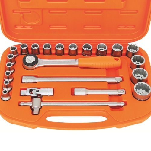 Jogo de soquete estriado 8 a 32 mm encaixe 1/2 Jogo de soquete estriado 8 a 32 mm encaixe 1/2