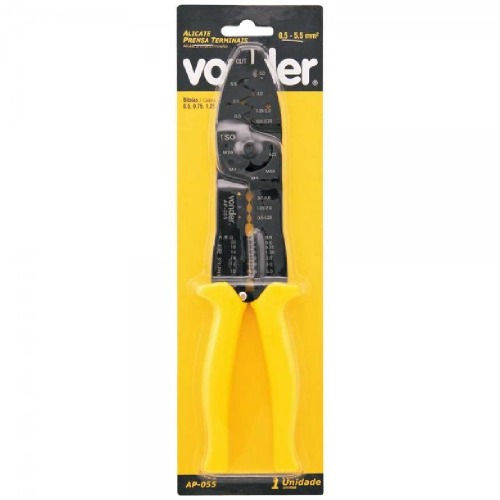 Alicate prensa terminais corta fios e cabos de bitolas 0,5 a 5,5 mm² - AP055 Alicate prensa terminais corta fios e cabos de bitolas 0,5 a 5,5 mm² - AP055