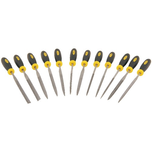 Jogo de limas agulha cabo emborrachado com 12 peas