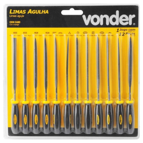 Jogo de limas agulha cabo emborrachado com 12 peas