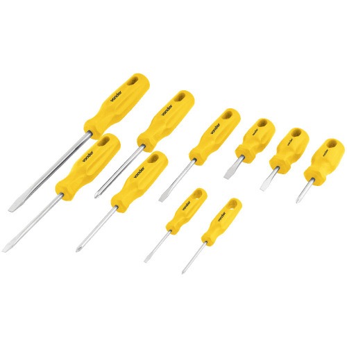 Jogo de chave de fenda e phillips com 10 peças aço cromo vanádio Jogo de chave de fenda e phillips com 10 peças aço cromo vanádio