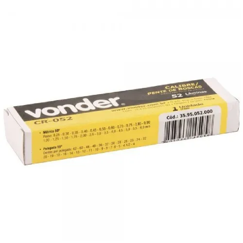 Calibre tipo pente rosca 52 lâminas - CR-052