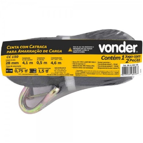 Cinta com catraca para amarração de carga capacidade 1,5 toneladas - CC150 Cinta com catraca para amarração de carga capacidade 1,5 toneladas - CC150