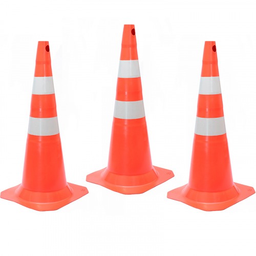Kit 3 Cones para sinalizao 50 cm com 2 faixas - RM-43