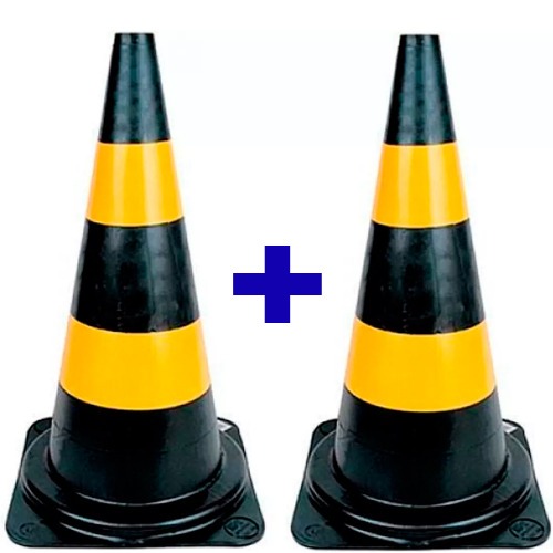 Kit 2 Cones para sinalização 75 cm 2 faixas - RM-44 Kit 2 Cones para sinalização 75 cm 2 faixas - RM-44