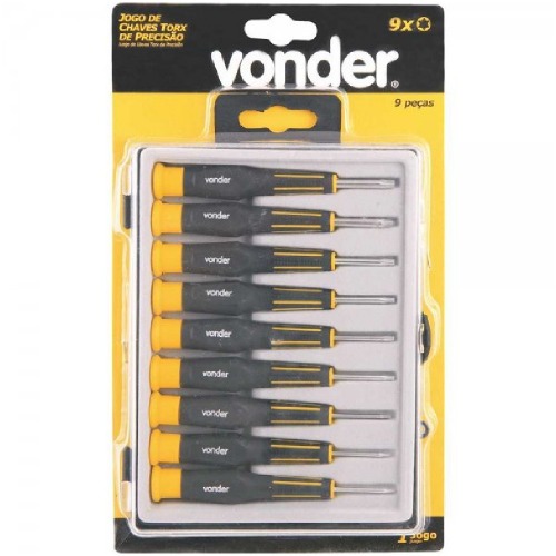 Jogo de chave hexalobular com cabo e 9 peas da t4 a t20