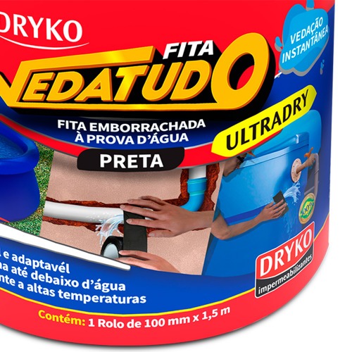 Fita adesiva reparadora uso geral 100 mm x 1,5 m -  Vedatudo Ultradry Fita adesiva reparadora uso geral 100 mm x 1,5 m -  Vedatudo Ultradry