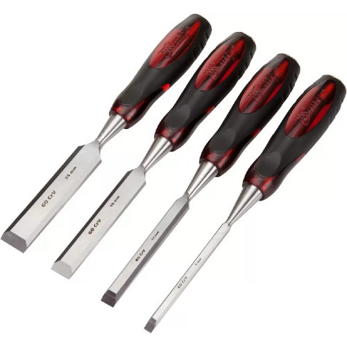 Jogo de formões 6 a 24 mm com 4 peças Jogo de formões 6 a 24 mm com 4 peças