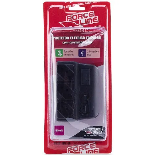 Pino multiplicador com carregador USB  110V/220V