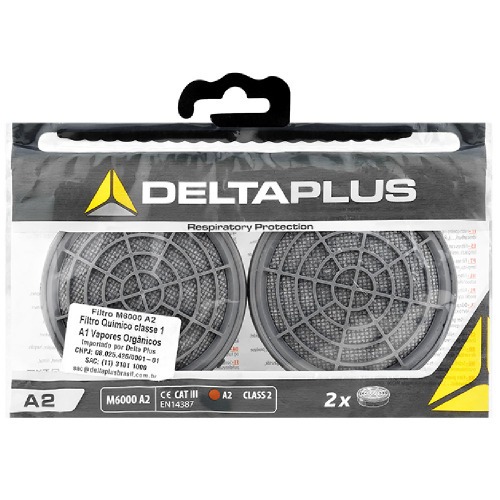 Cartucho p/ vapores orgânicos para respirador Jupiter 2 peças - M6000 A2 Cartucho p/ vapores orgânicos para respirador Jupiter 2 peças - M6000 A2