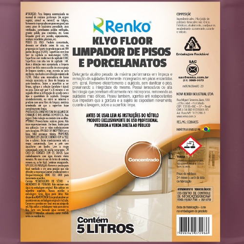 Detergente limpa pisos 5 litros - KLYO FLOOR