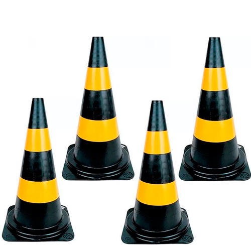 Kit 4 Cones para sinalização 75 cm 2 faixas - RM-44 Kit 4 Cones para sinalização 75 cm 2 faixas - RM-44