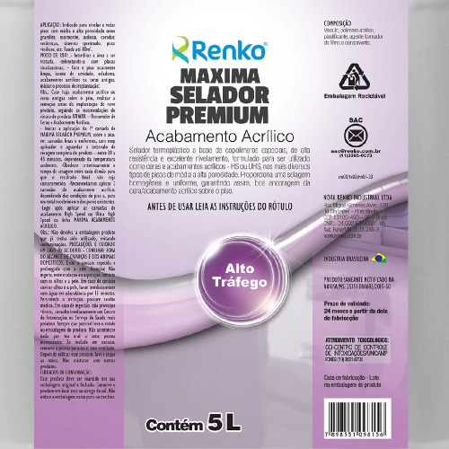 Selador de piso acabamento acrilico 5 litros - MAXIMA PREMIUM